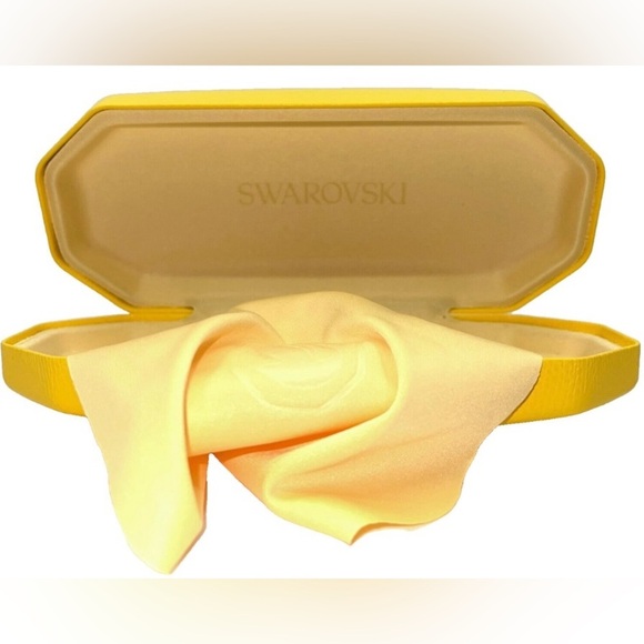 FINAL PRICE SWAROVSKI Hard Case/Yellow Eyeglass Case & Cleaning Cloth - Picture 1 of 15